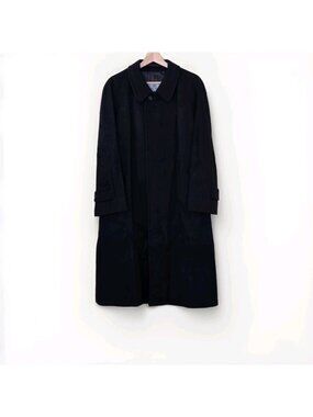 Vtg Aquascutum of London Pure Cashmere Overcoat 36 L Black England Made Timeless